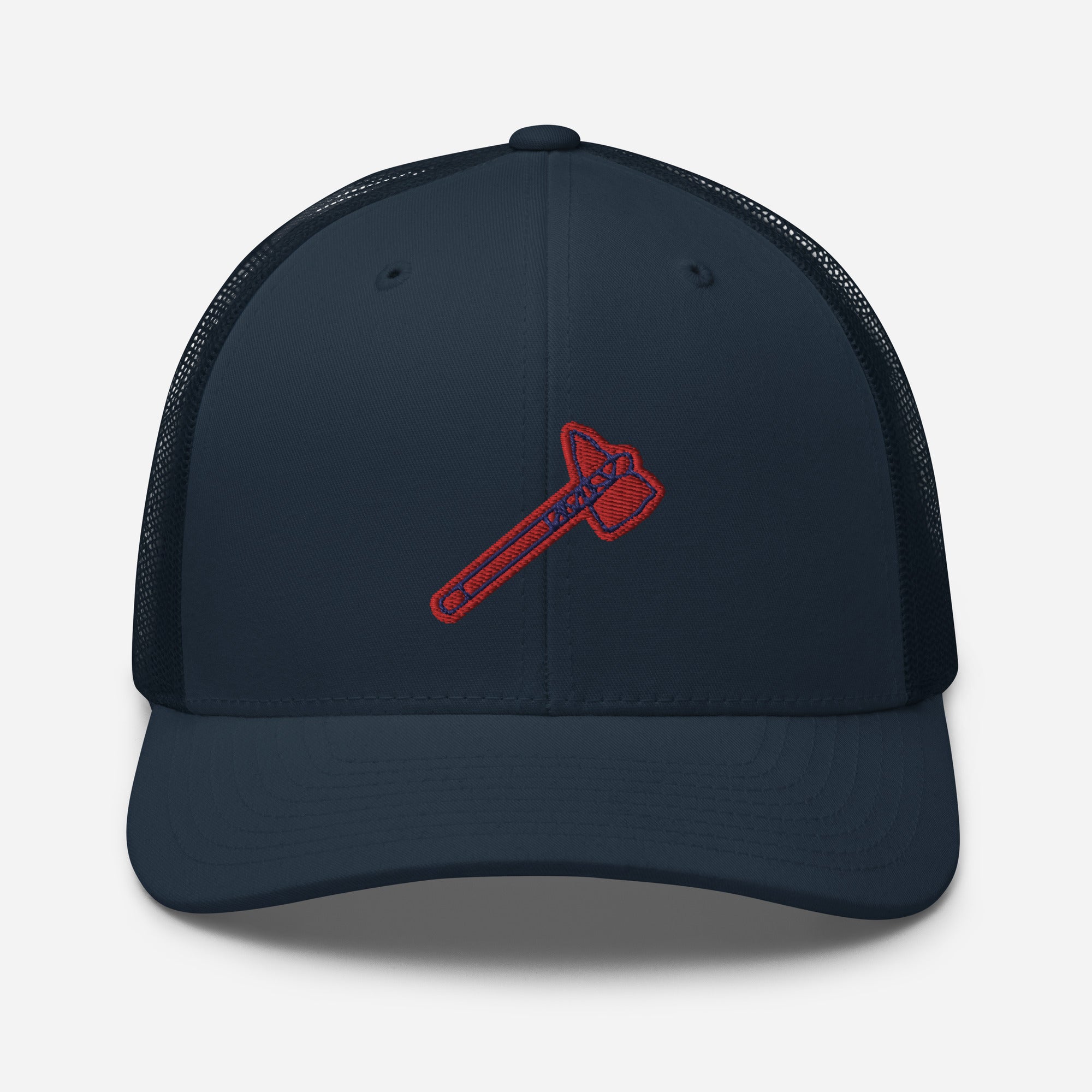 Navy Atlanta Indian Head Hat | Baseball Trucker Hat | Tomahawk Chop |  Braves Hat | Patch Hat | Golf | ATL | Cap | Men's