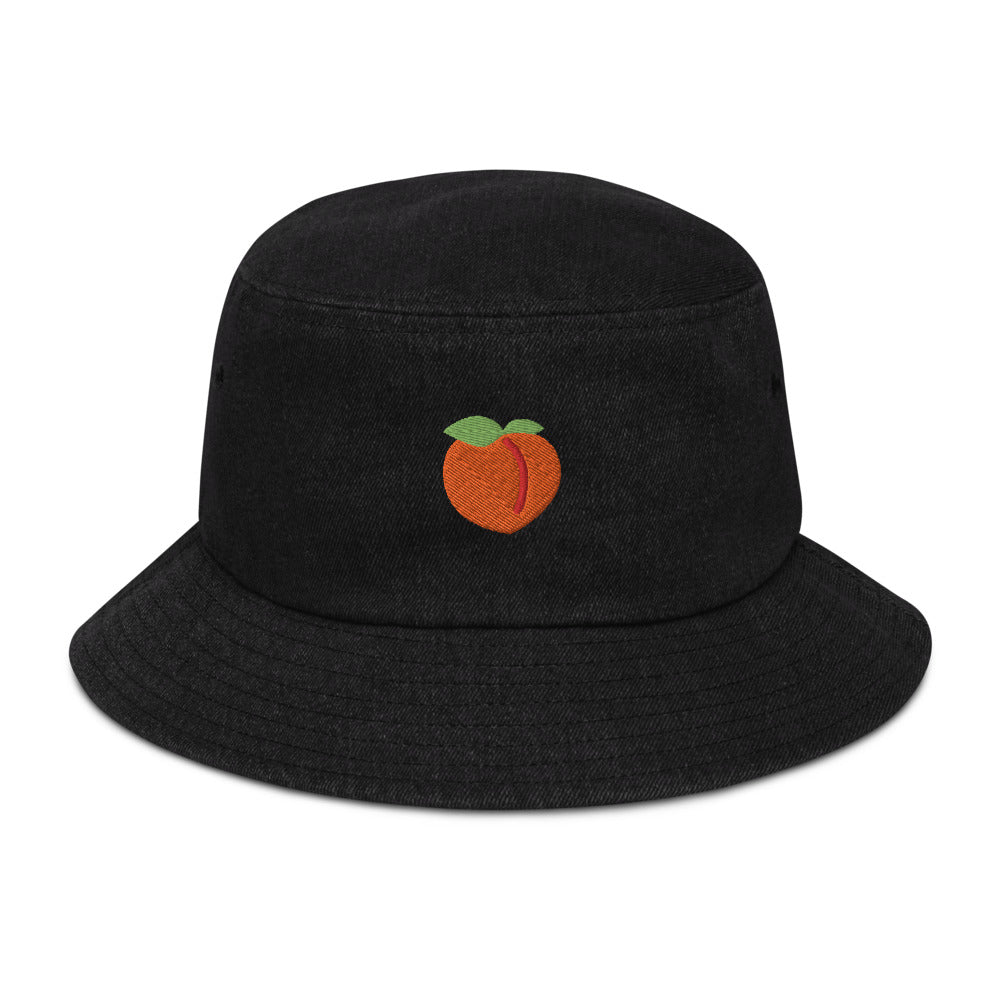 Peach Emoji Denim Bucket Hat - Hialeah Hat Mart