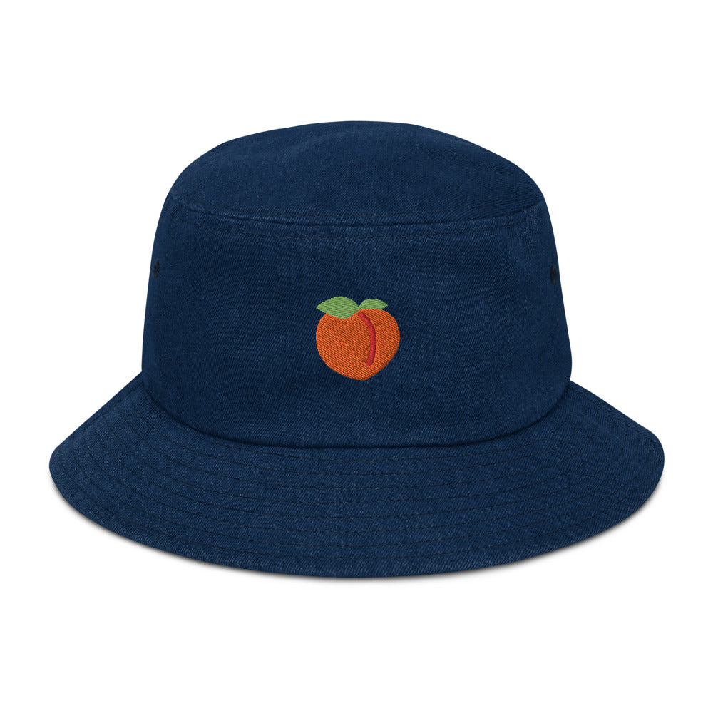 Peach Emoji Denim Bucket Hat - Hialeah Hat Mart