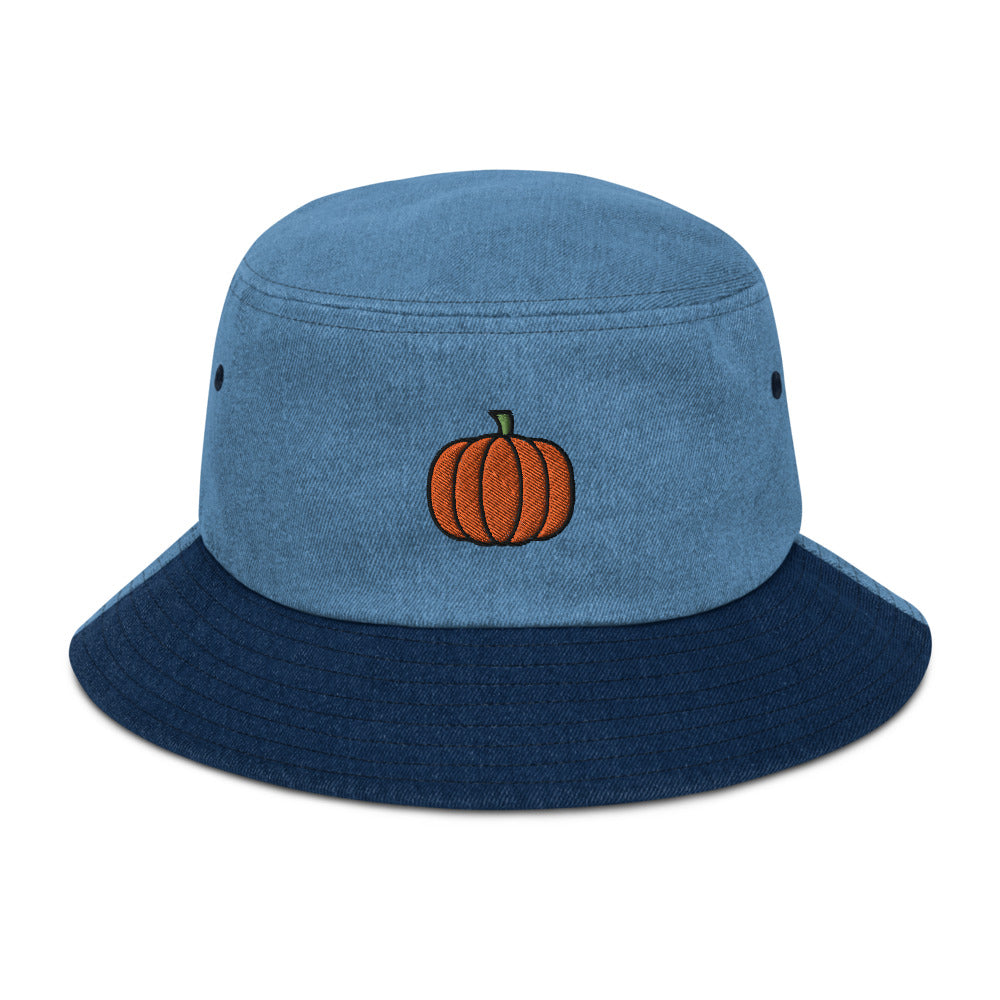 Pumpkin Denim Bucket Hat - Hialeah Hat Mart